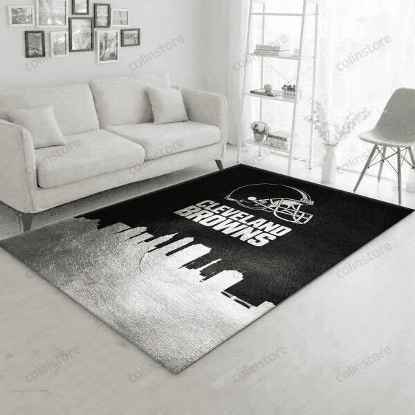 Cleveland Browns Black And White 3D Rectangle Area Rug – Full Print Carpet For Living Room & Bedroom Home Decor