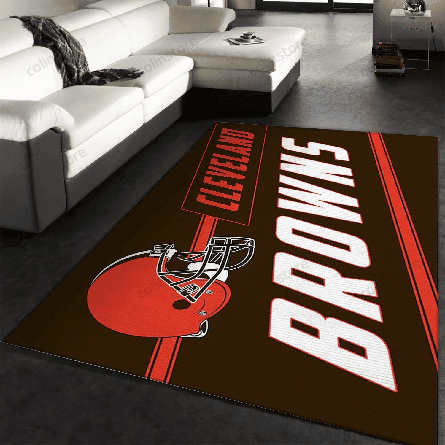 Cleveland Browns Coir Punch Rug Rectangle Area Rug – Full Print Carpet For Living Room & Bedroom Home Decor