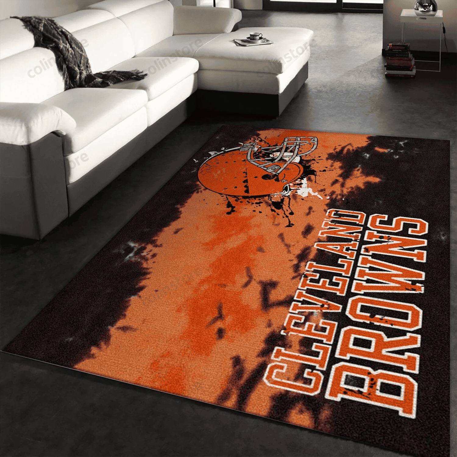 Cleveland Browns Fade Rug Team Rectangle Area Rug – Full Print Carpet For Living Room & Bedroom Home Decor
