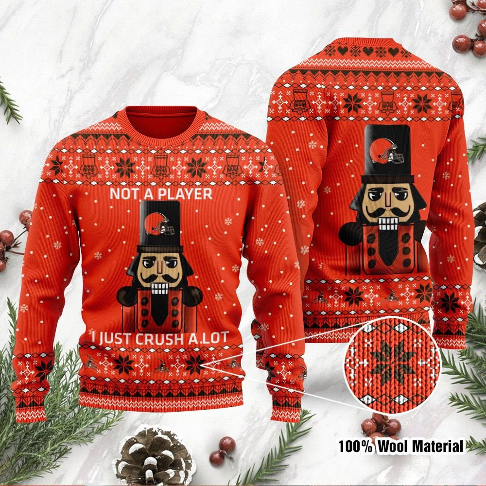 Cleveland Browns I Am Not A Player I Just Crush Alot Ugly Christmas Sweater, Perfect Holiday Gift