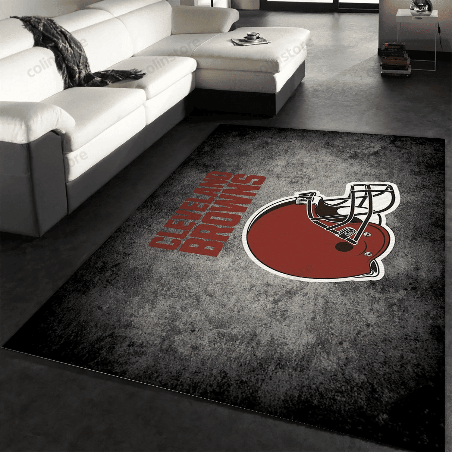 Cleveland Browns Imperial Distressed Rug Team Logos Rectangle Area Rug – Full Print Carpet For Living Room & Bedroom Home Decor