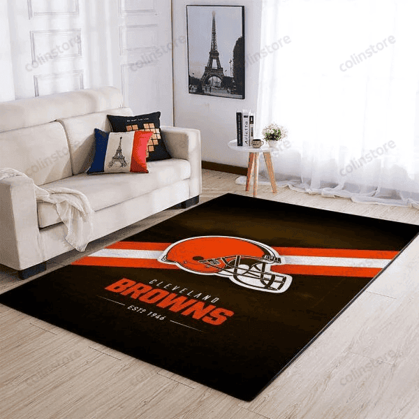 Cleveland Browns Logo 3D Rectangle Area Rug – Full Print Carpet For Living Room & Bedroom Home Decor