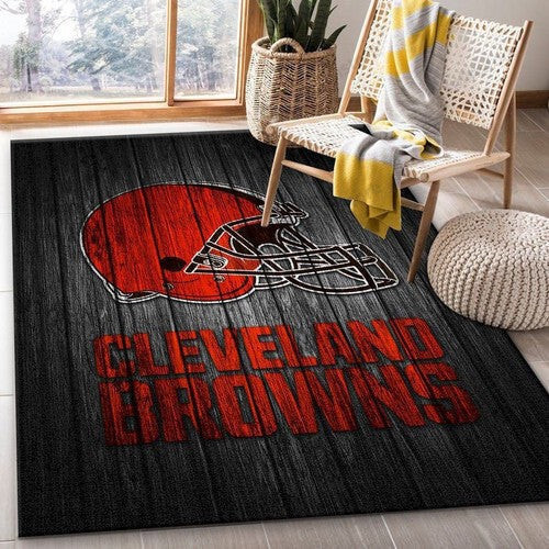 Cleveland Browns Logo Rectangle Area Rug – Full Print Carpet For Living Room & Bedroom Home Decor