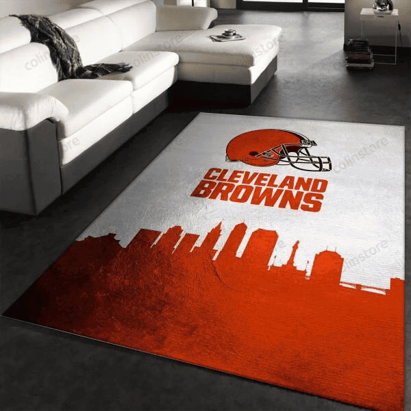 Cleveland Browns Logo Team 3D Rectangle Area Rug – Full Print Carpet For Living Room & Bedroom Home Decor