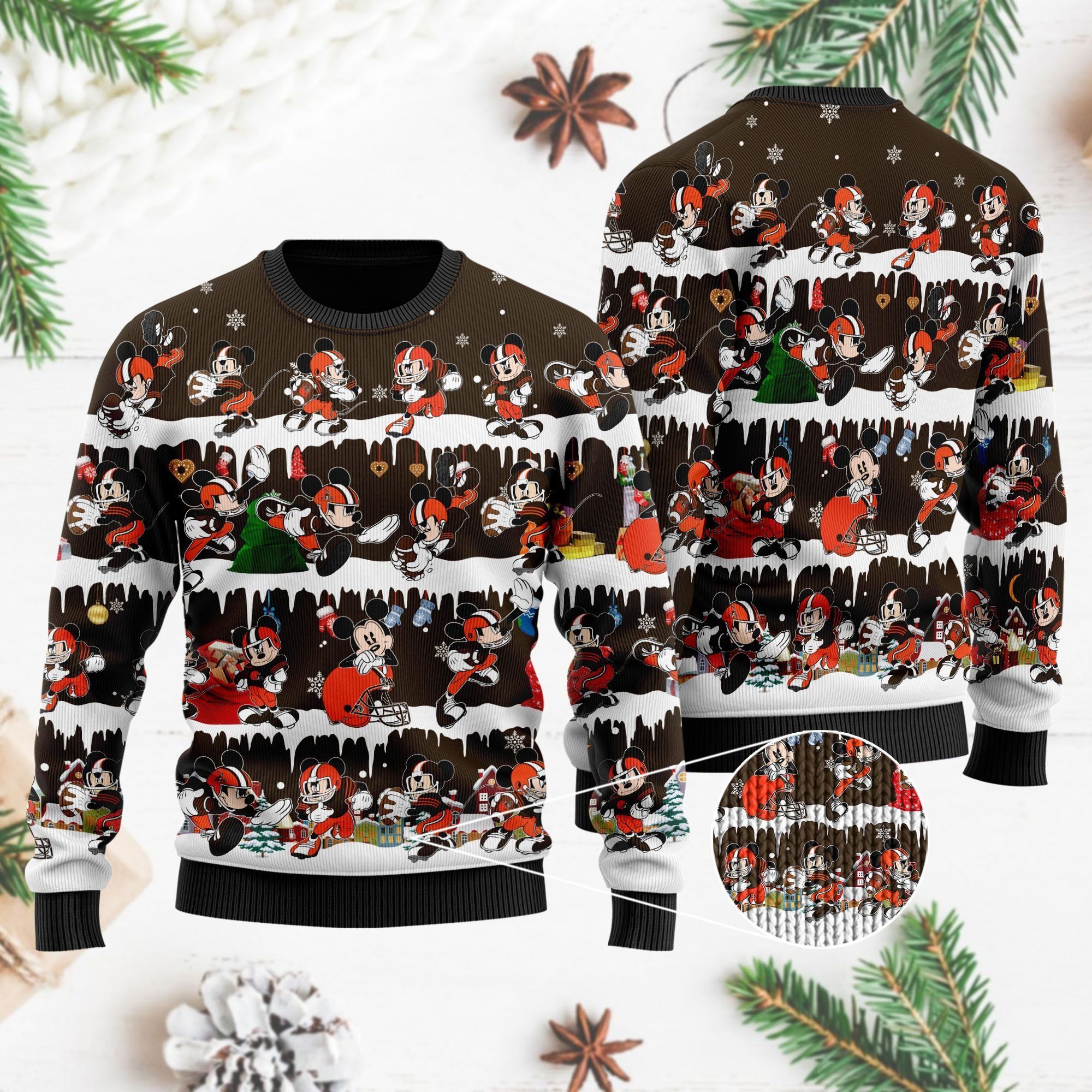 Cleveland Browns Mickey NFL American Football Ugly Christmas Sweater