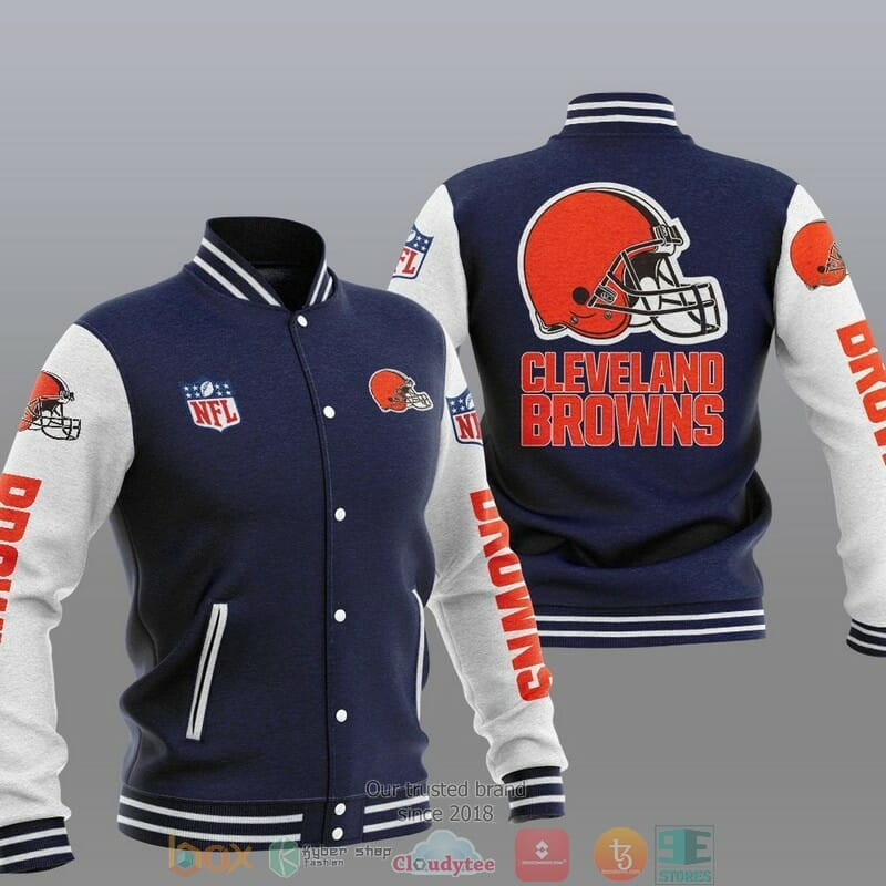Cleveland Browns Navy Varsity Baseball Jacket for Men & Women | NFL Team Fan Gift