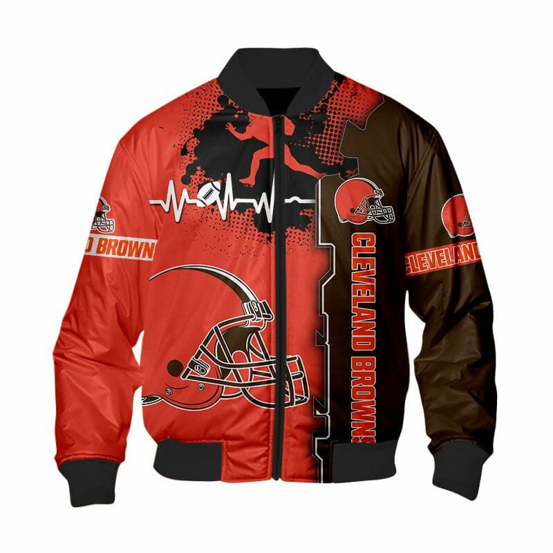 Cleveland Browns Orange Bomber Jacket | NFL Team Jacket for Men & Women | Football Fan Gift
