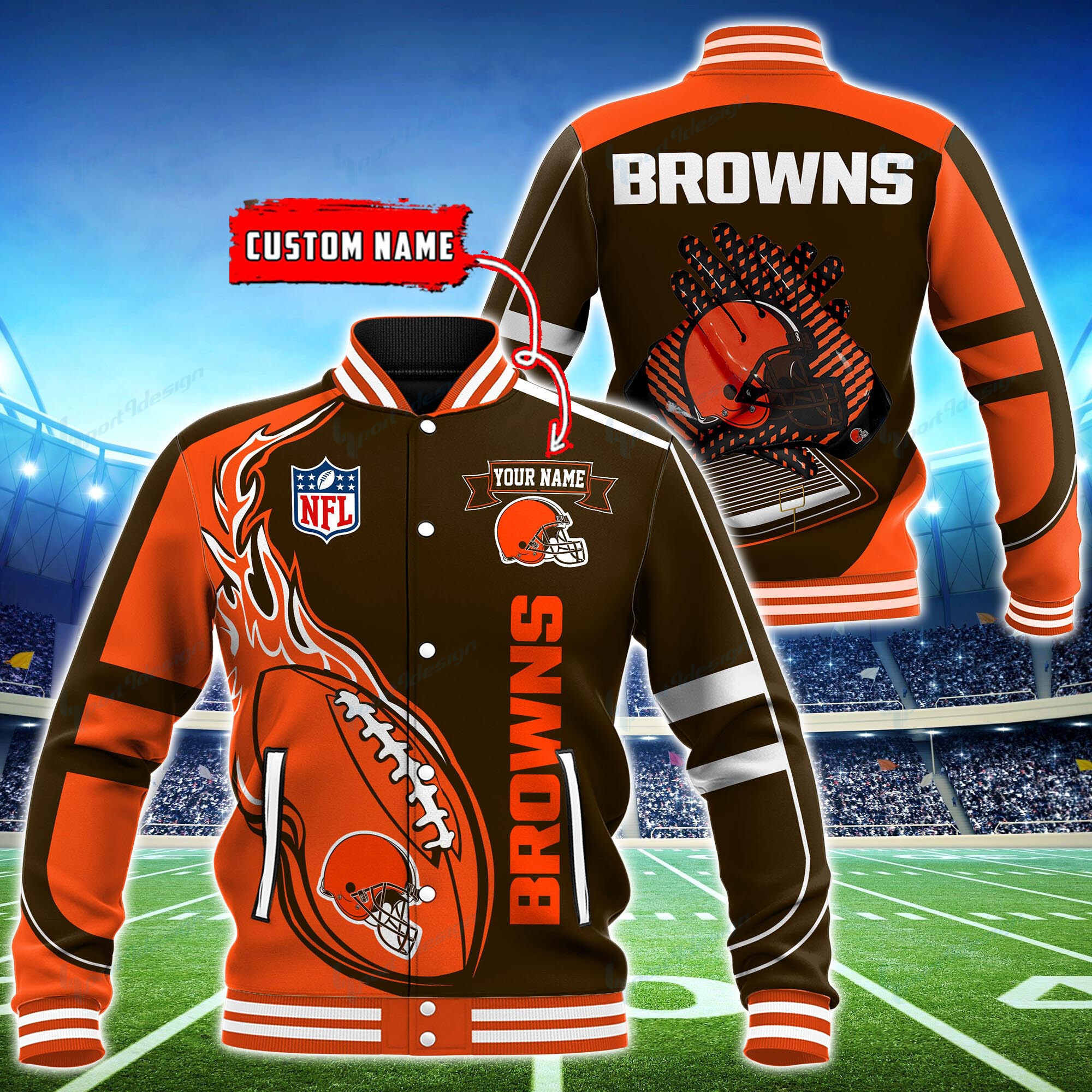 Cleveland Browns Personalized Baseball Jacket for Men & Women | NFL Team Fan Gift