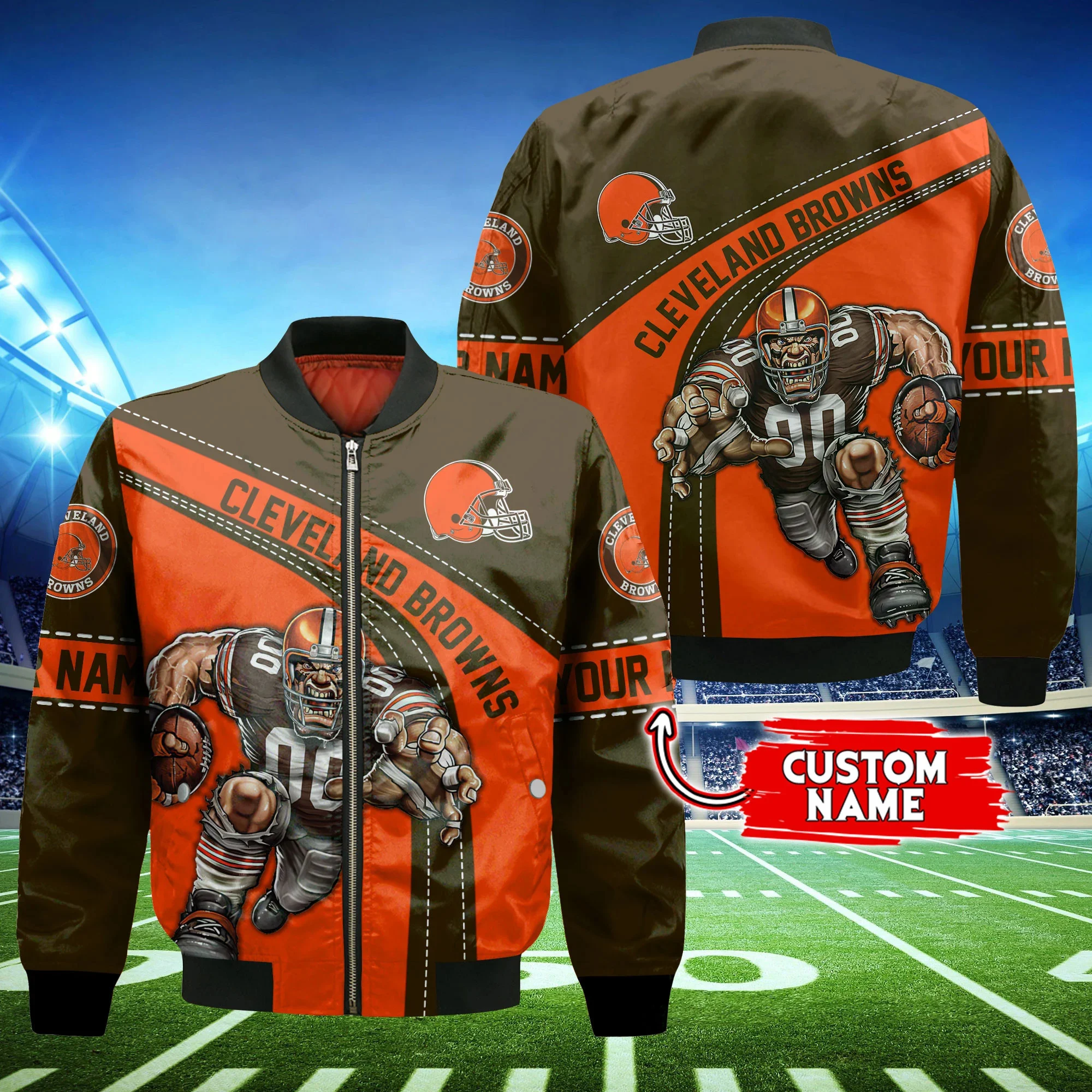 Cleveland Browns Personalized Thick Bomber Jacket | NFL Team Jacket for Men & Women | Football Fan Gift