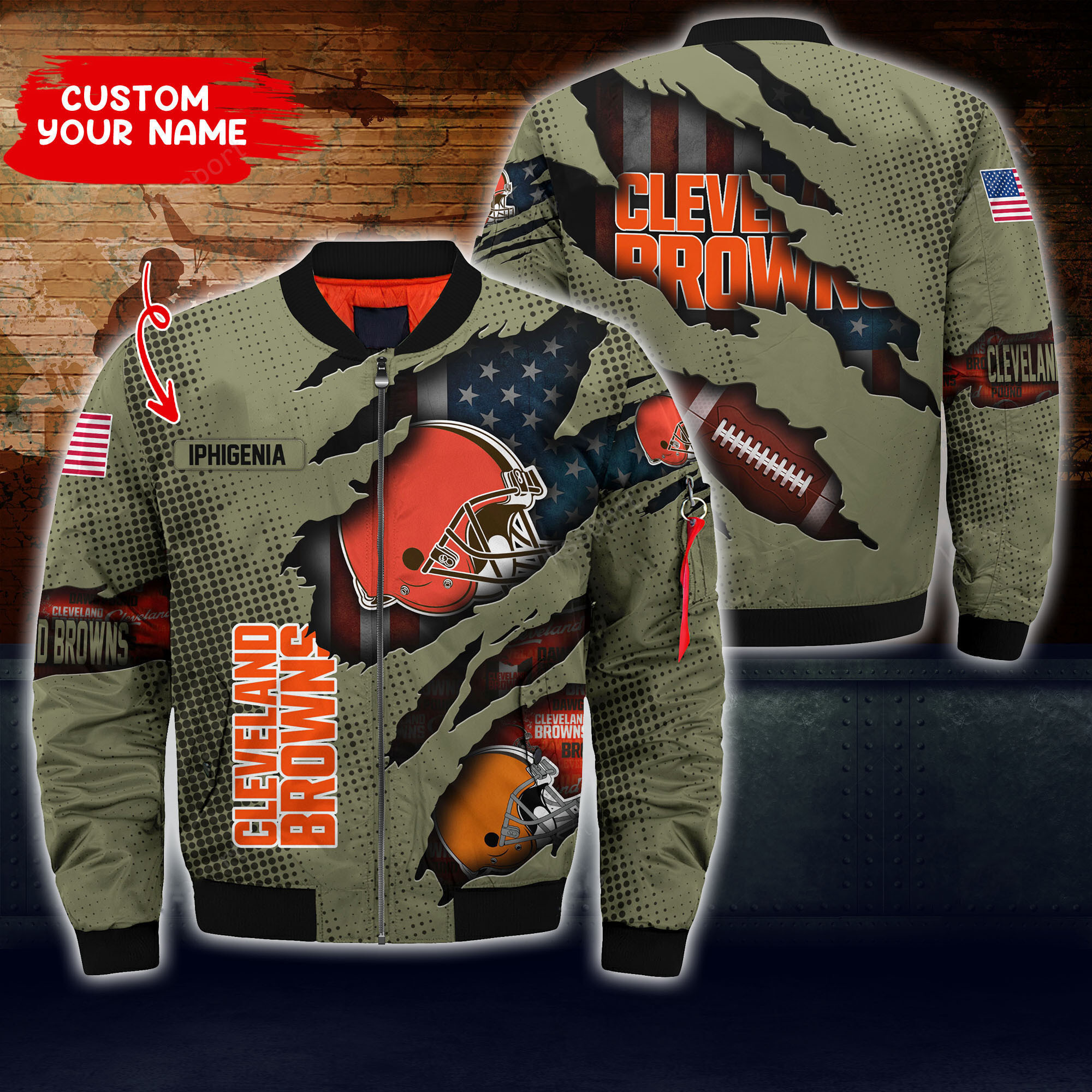 Cleveland Browns Personalized Thick Bomber Jacket | NFL Team Jacket for Men & Women | Football Fan Gift