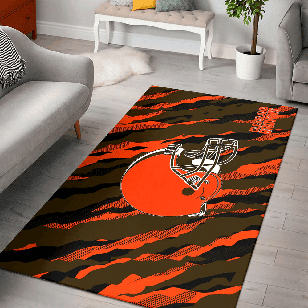 Cleveland Browns Rectangle Area Rug – Full Print Carpet For Living Room & Bedroom Home Decor