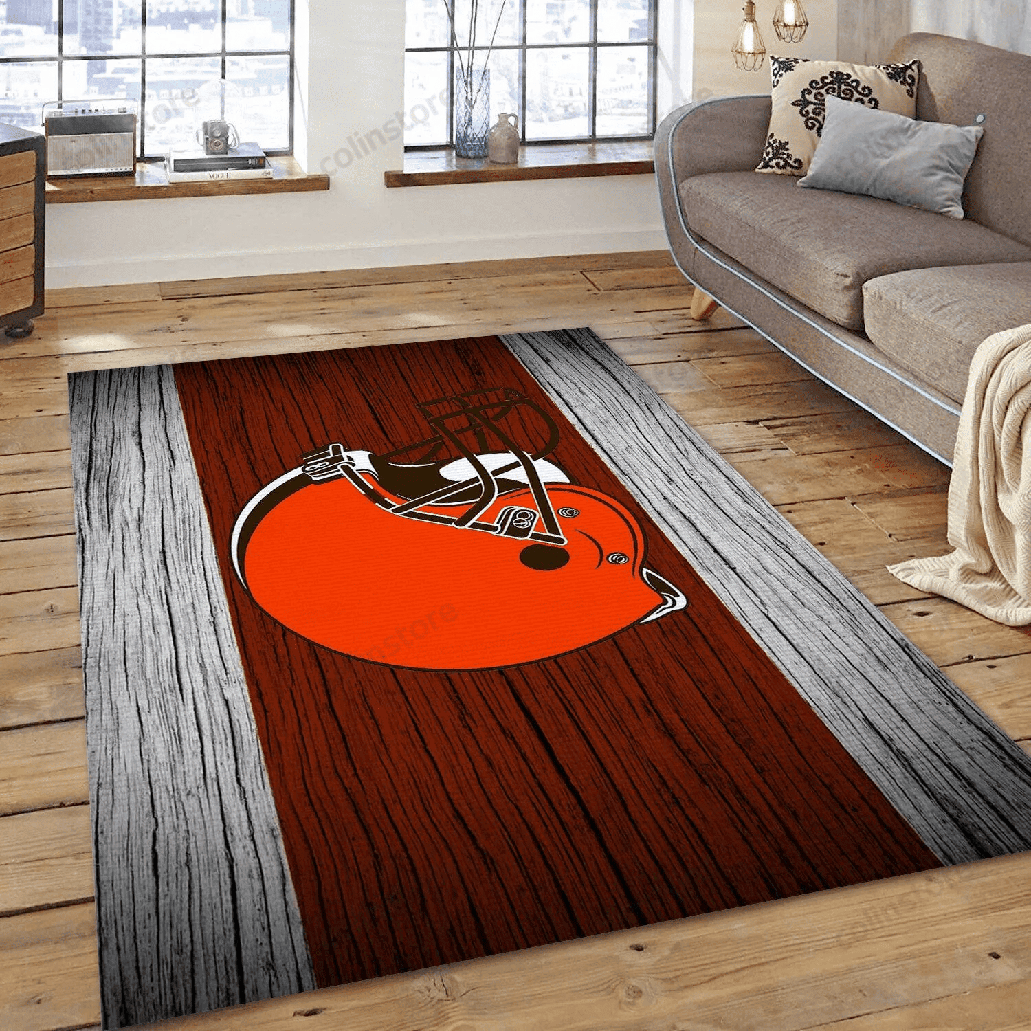 Cleveland Browns Rectangle Area Rug – Full Print Carpet For Living Room & Bedroom Home Decor