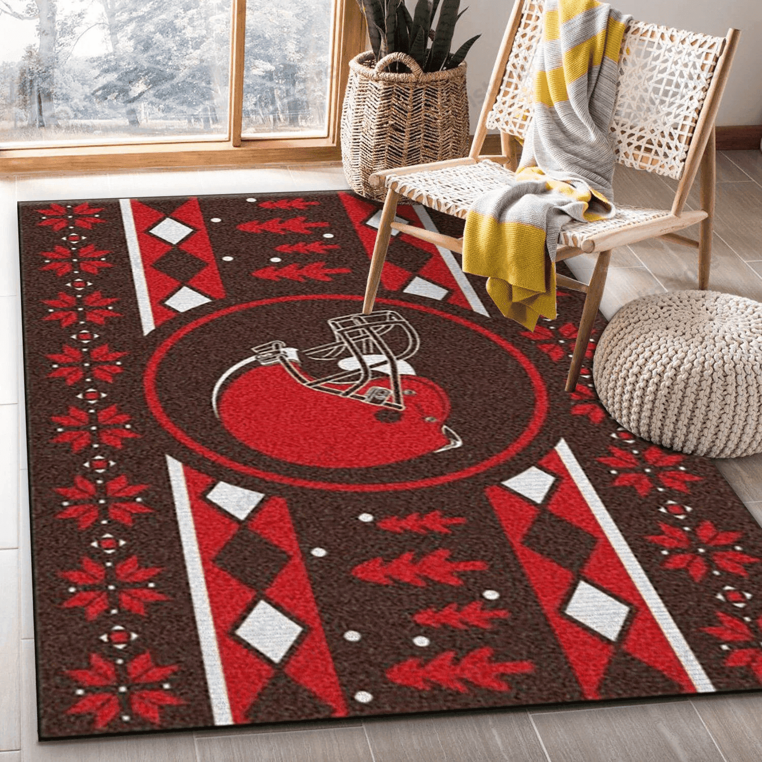 Cleveland Browns Rectangle Area Rug – Full Print Carpet For Living Room & Bedroom Home Decor