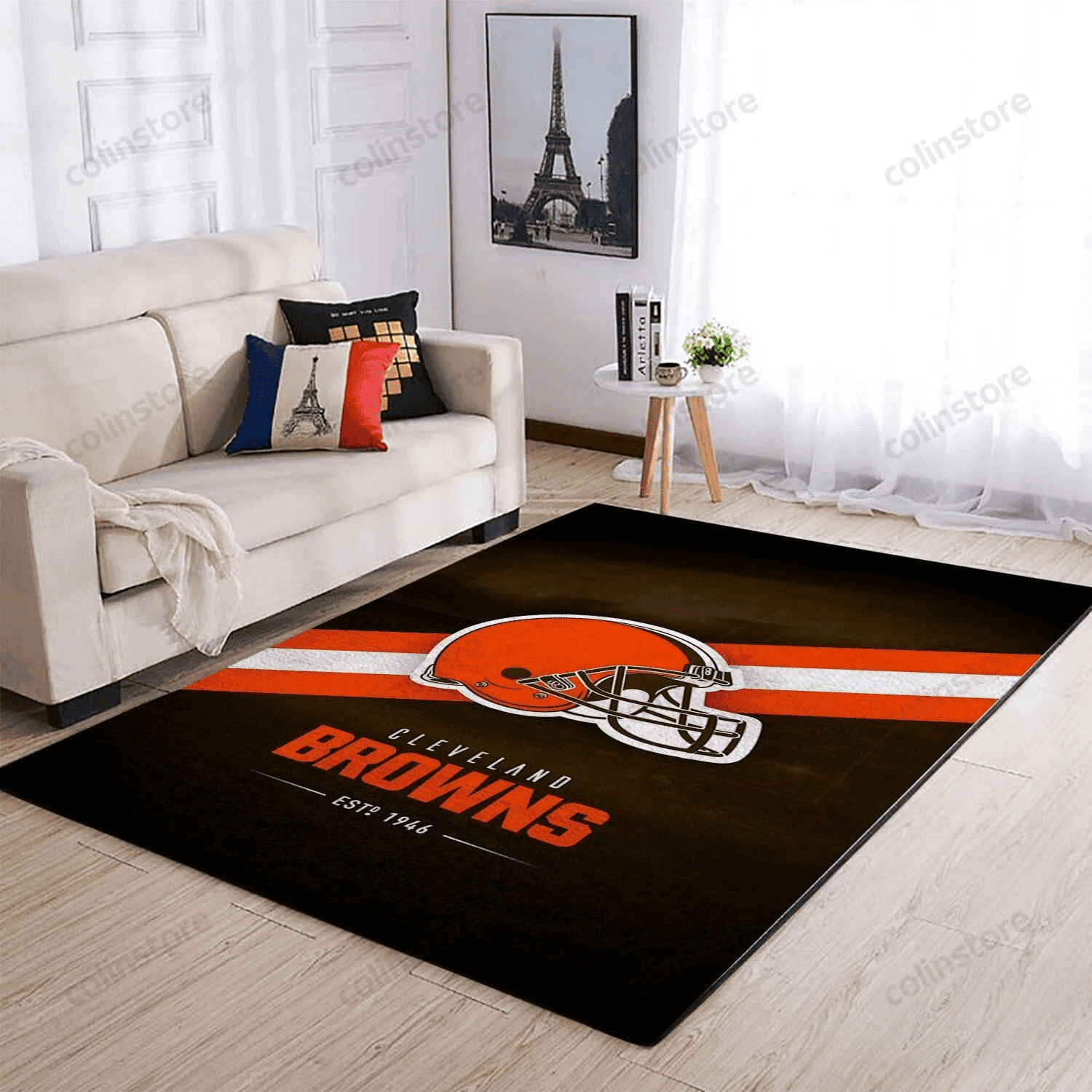 Cleveland Browns Rectangle Area Rug – Full Print Carpet For Living Room & Bedroom Home Decor