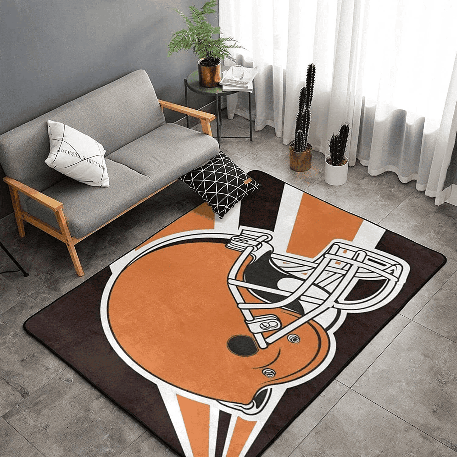 Cleveland Browns Rectangle Area Rug – Full Print Carpet For Living Room & Bedroom Home Decor