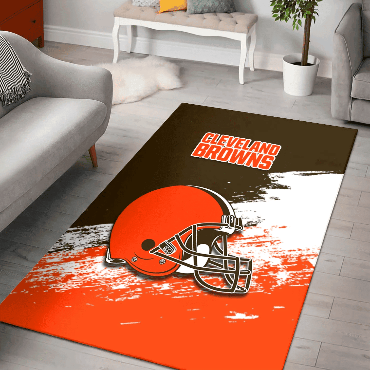 Cleveland Browns Rectangle Area Rug – Full Print Carpet For Living Room & Bedroom Home Decor