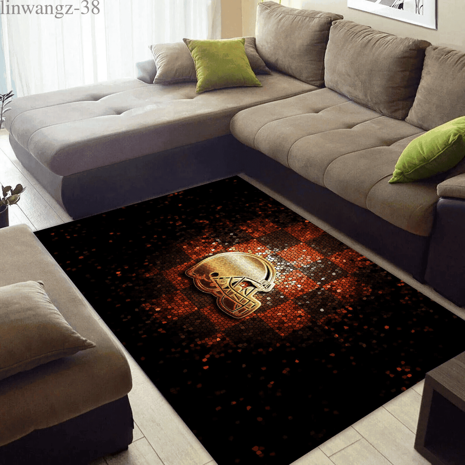 Cleveland Browns Rectangle Area Rug – Full Print Carpet For Living Room & Bedroom Home Decor