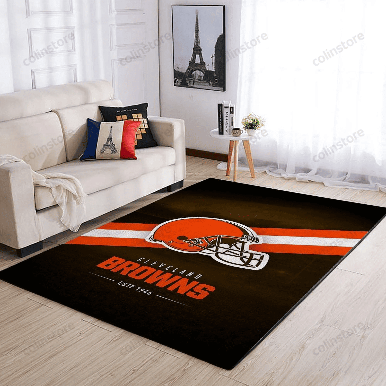 Cleveland Browns Rectangle Area Rug – Full Print Carpet For Living Room & Bedroom Home Decor