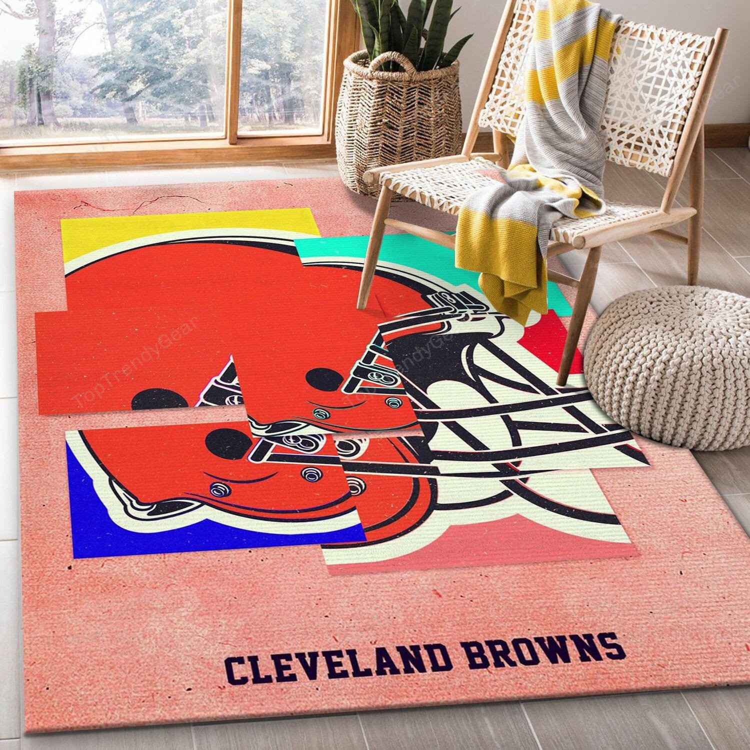 Cleveland Browns Rectangle Area Rug – Full Print Carpet For Living Room & Bedroom Home Decor