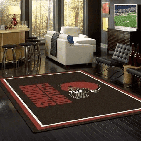 Cleveland Browns Rectangle Area Rug – Full Print Carpet For Living Room & Bedroom Home Decor