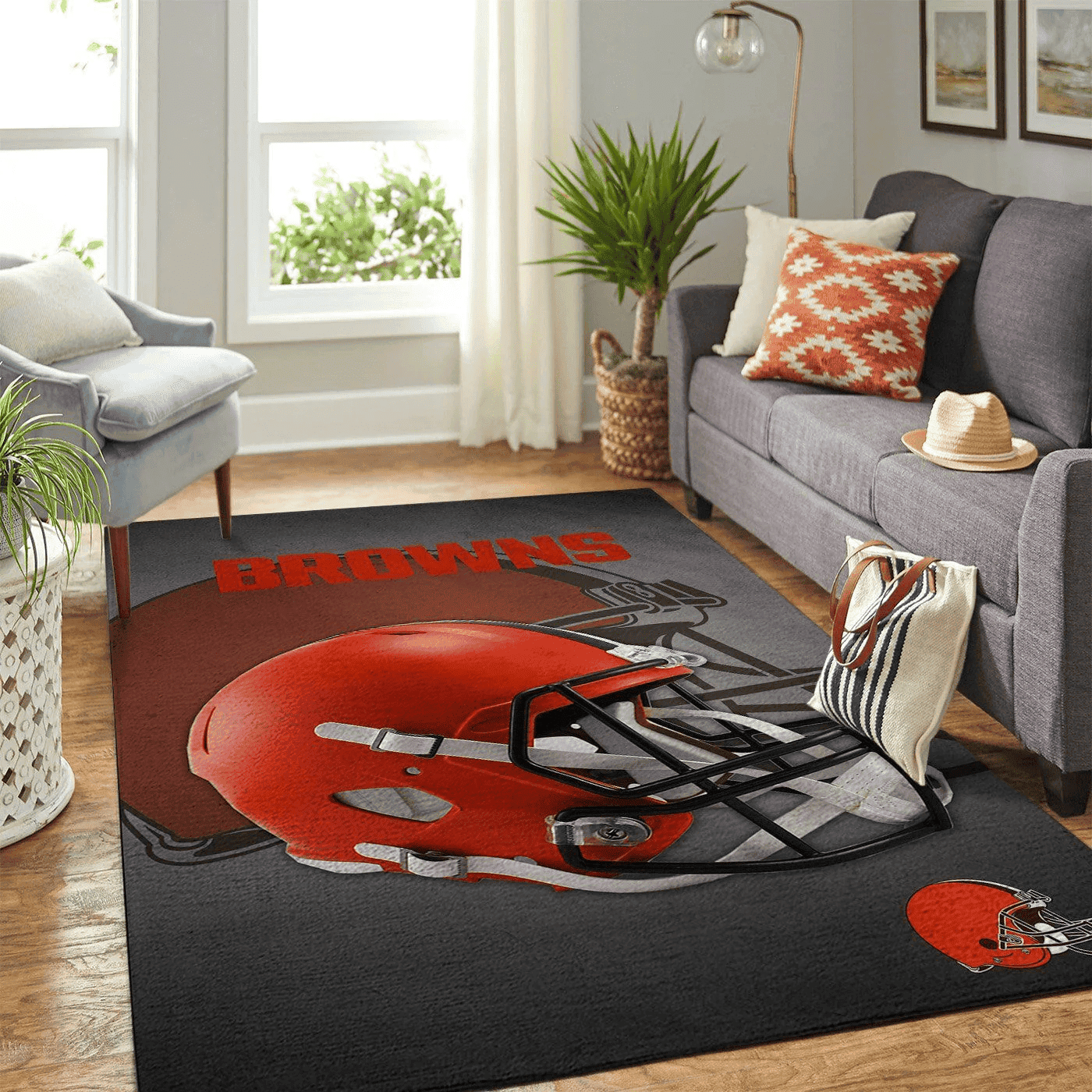 Cleveland Browns Rectangle Area Rug – Full Print Carpet For Living Room & Bedroom Home Decor