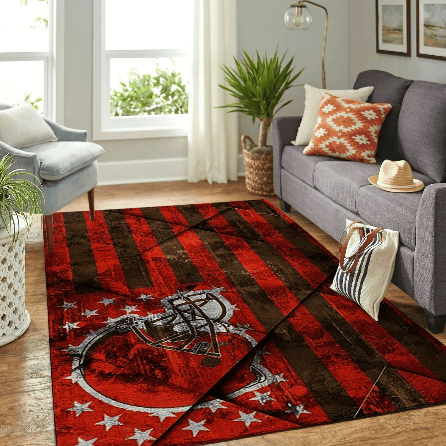 Cleveland Browns Rectangle Area Rug – Full Print Carpet For Living Room & Bedroom Home Decor
