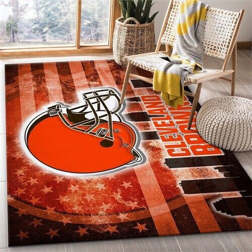 Cleveland Browns Rectangle Area Rug – Full Print Carpet For Living Room & Bedroom Home Decor