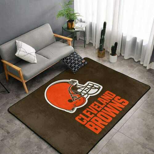 Cleveland Browns Rectangle Area Rug – Full Print Carpet For Living Room & Bedroom Home Decor