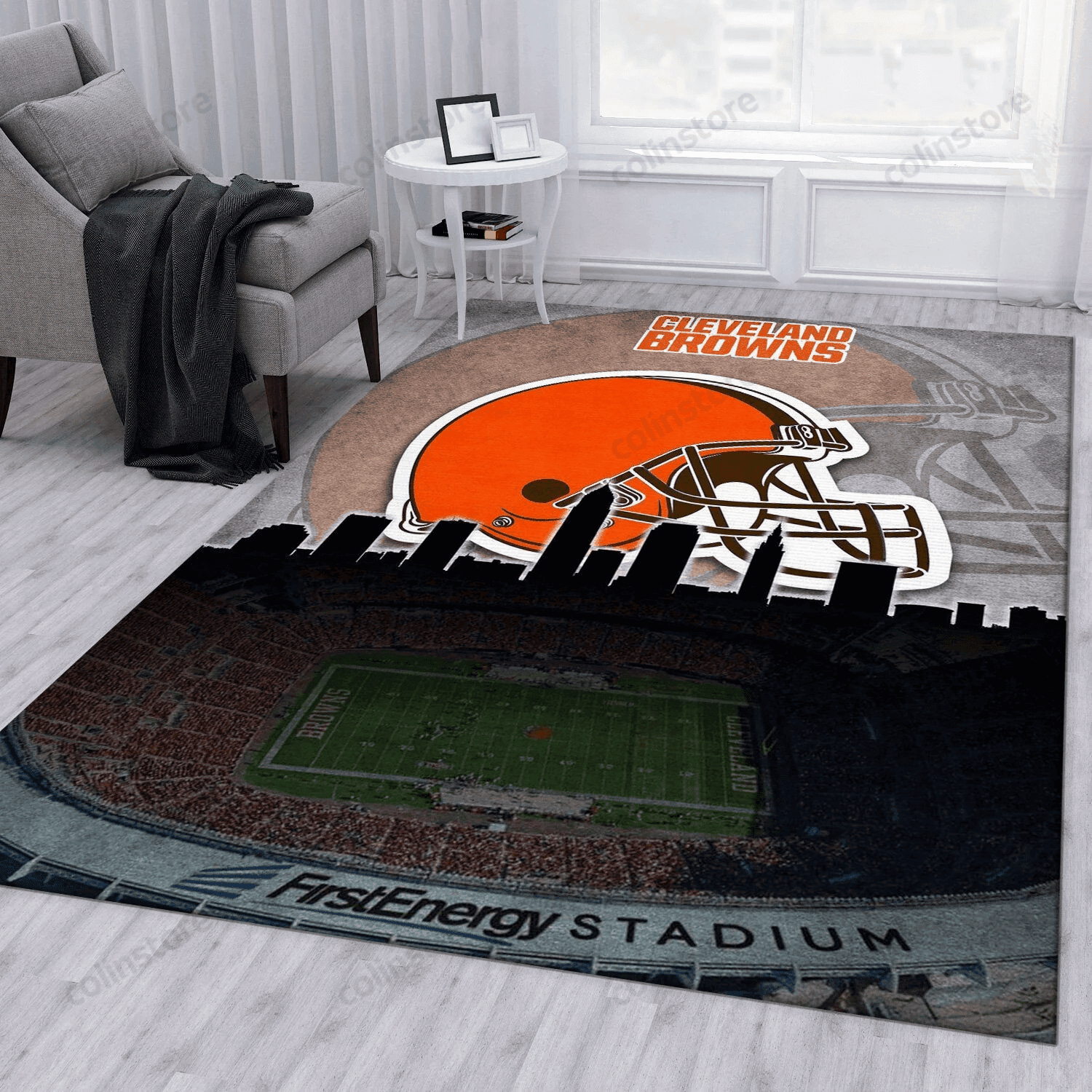 Cleveland Browns Rectangle Area Rug – Full Print Carpet For Living Room & Bedroom Home Decor