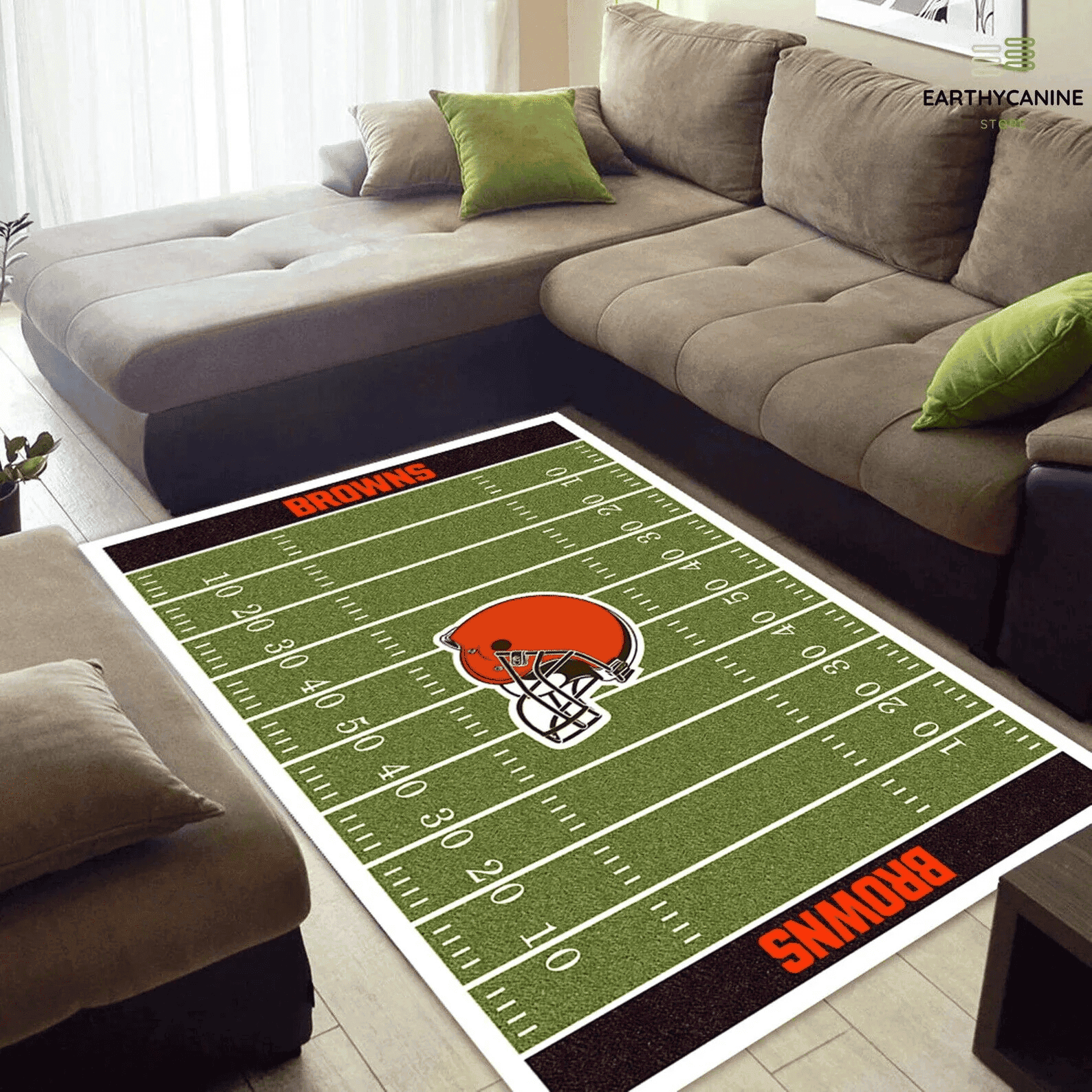 Cleveland Browns Rectangle Area Rug – Full Print Carpet For Living Room & Bedroom Home Decor