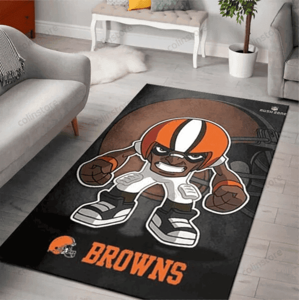 Cleveland Browns Rusher Rush Zone Character 3D Rectangle Area Rug – Full Print Carpet For Living Room & Bedroom Home Decor