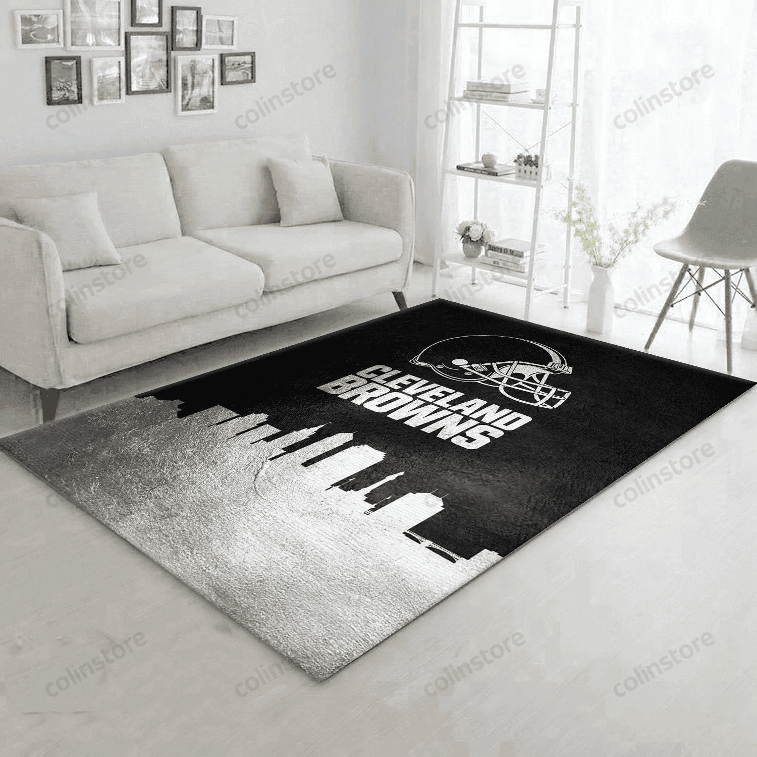 Cleveland Browns Skyline Rectangle Area Rug – Full Print Carpet For Living Room & Bedroom Home Decor