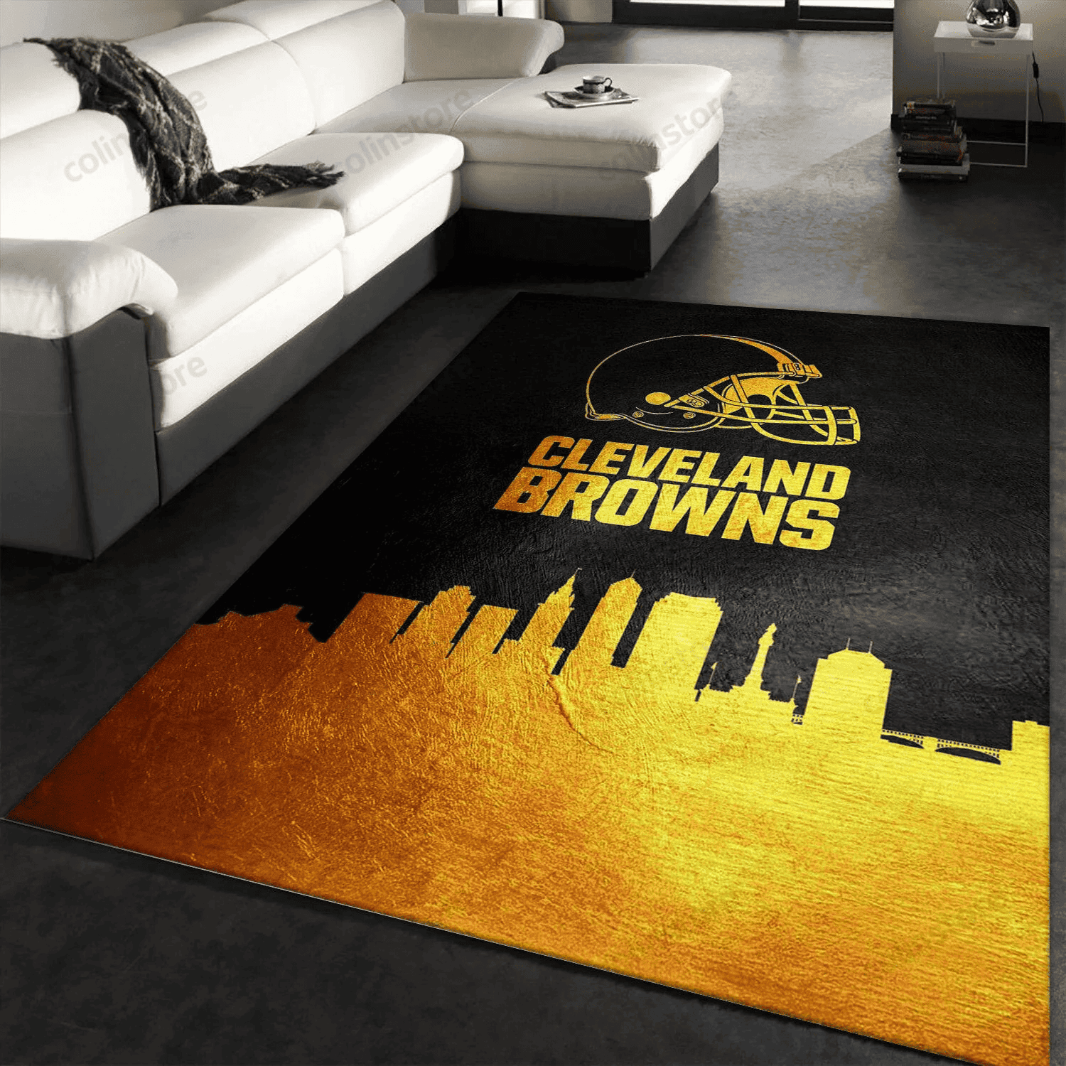 Cleveland Browns Skyline Rectangle Area Rug – Full Print Carpet For Living Room & Bedroom Home Decor