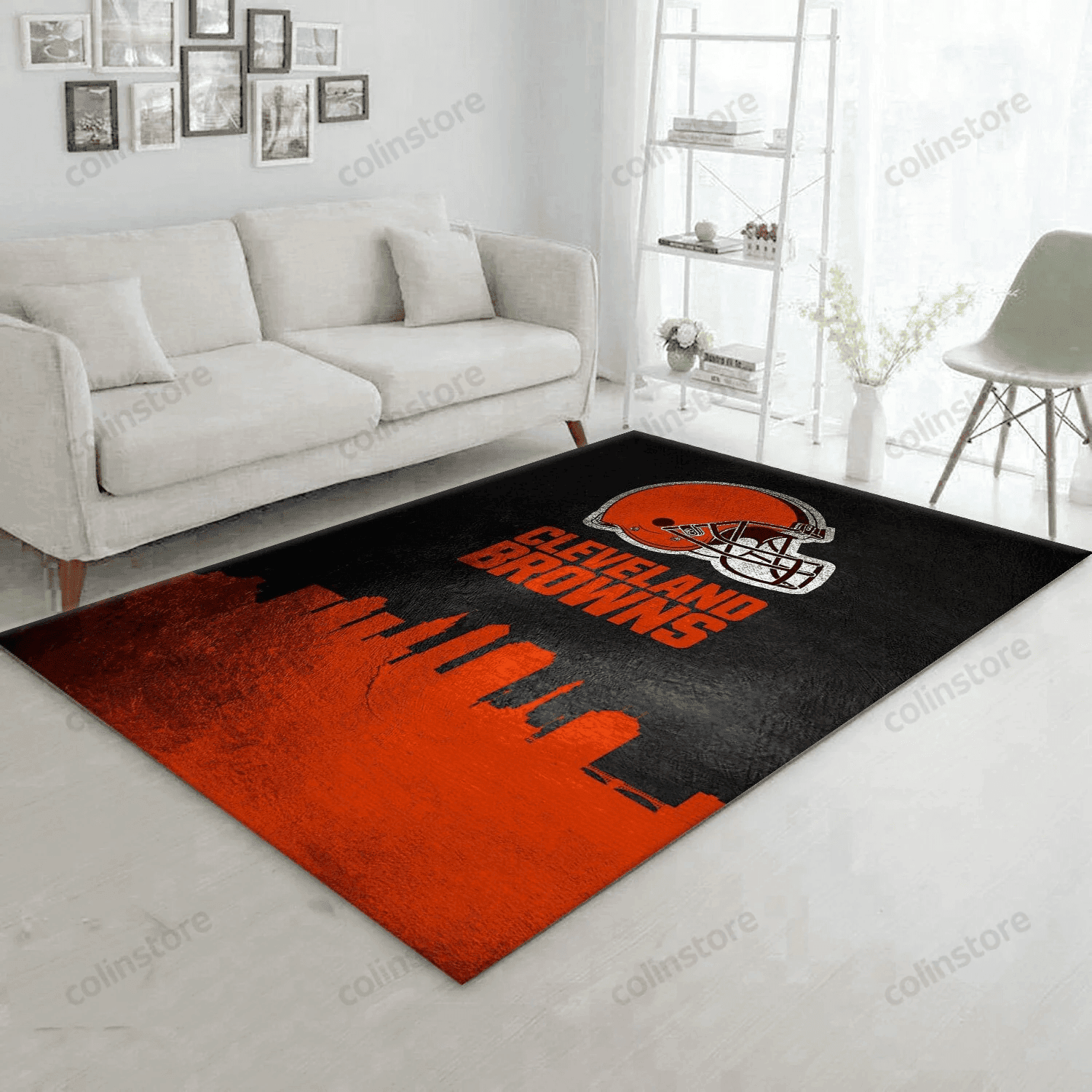 Cleveland Browns Skyline Rectangle Area Rug – Full Print Carpet For Living Room & Bedroom Home Decor