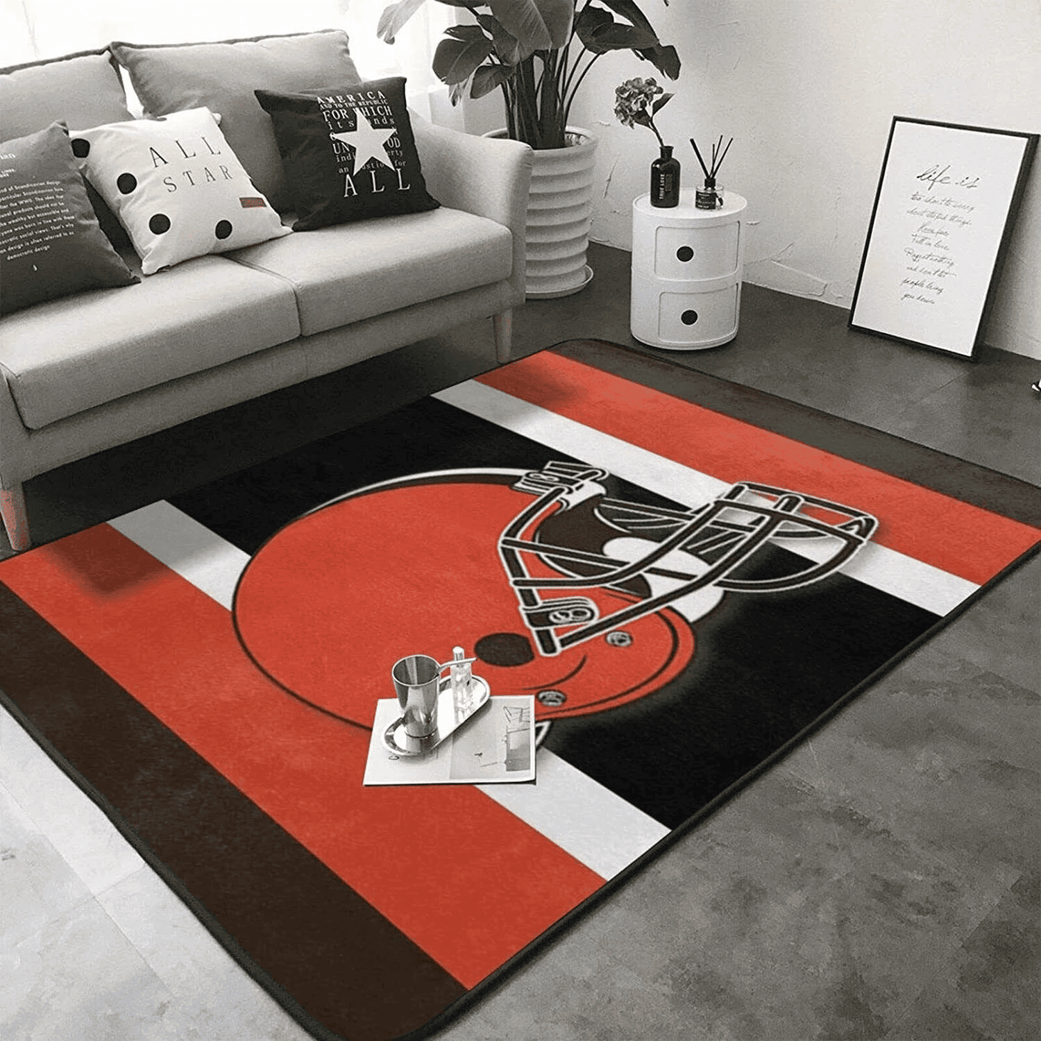 Cleveland Browns Soft Rectangle Area Rug – Full Print Carpet For Living Room & Bedroom Home Decor