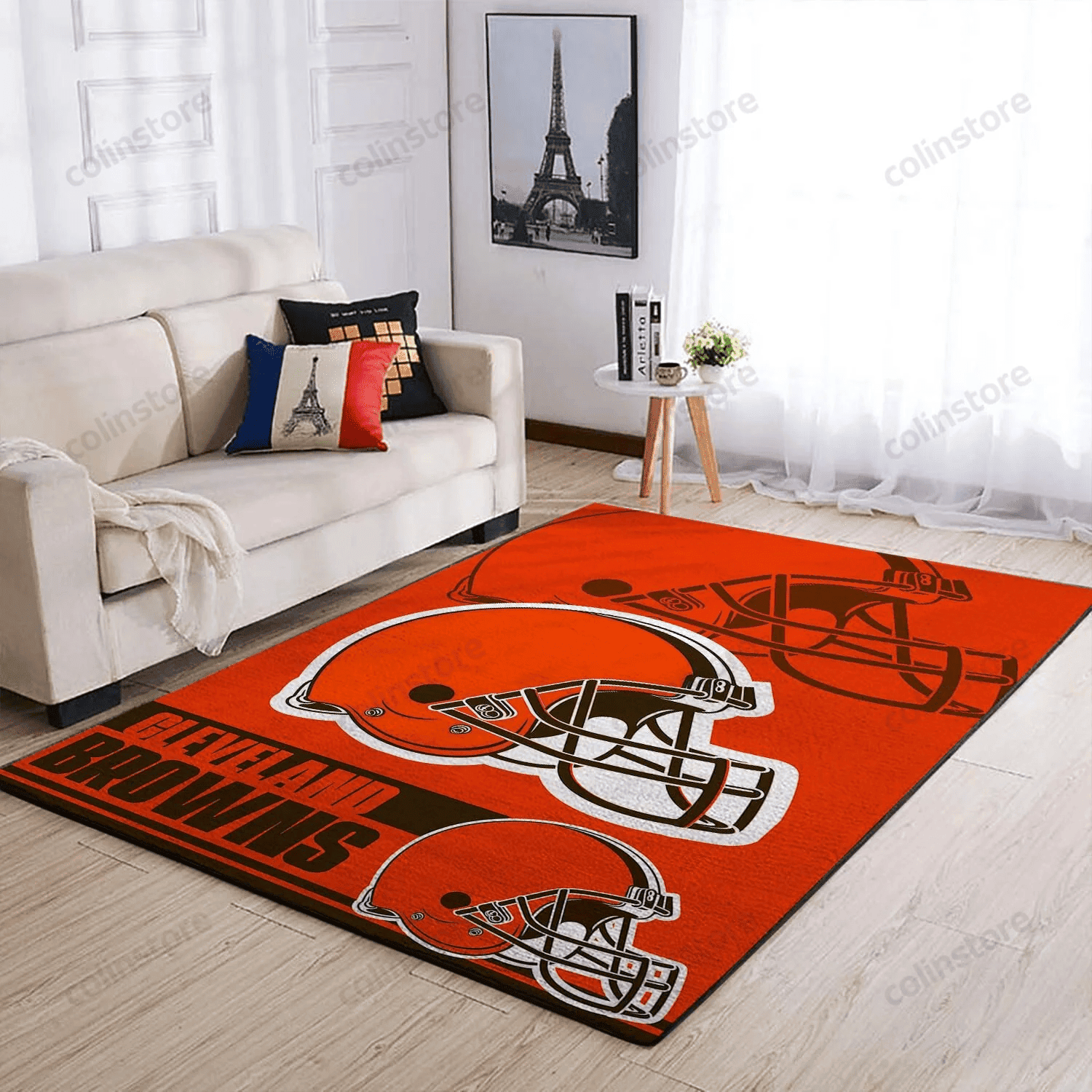 Cleveland Browns Team Logo Helmet Nice Gift Rectangle Area Rug – Full Print Carpet For Living Room & Bedroom Home Decor