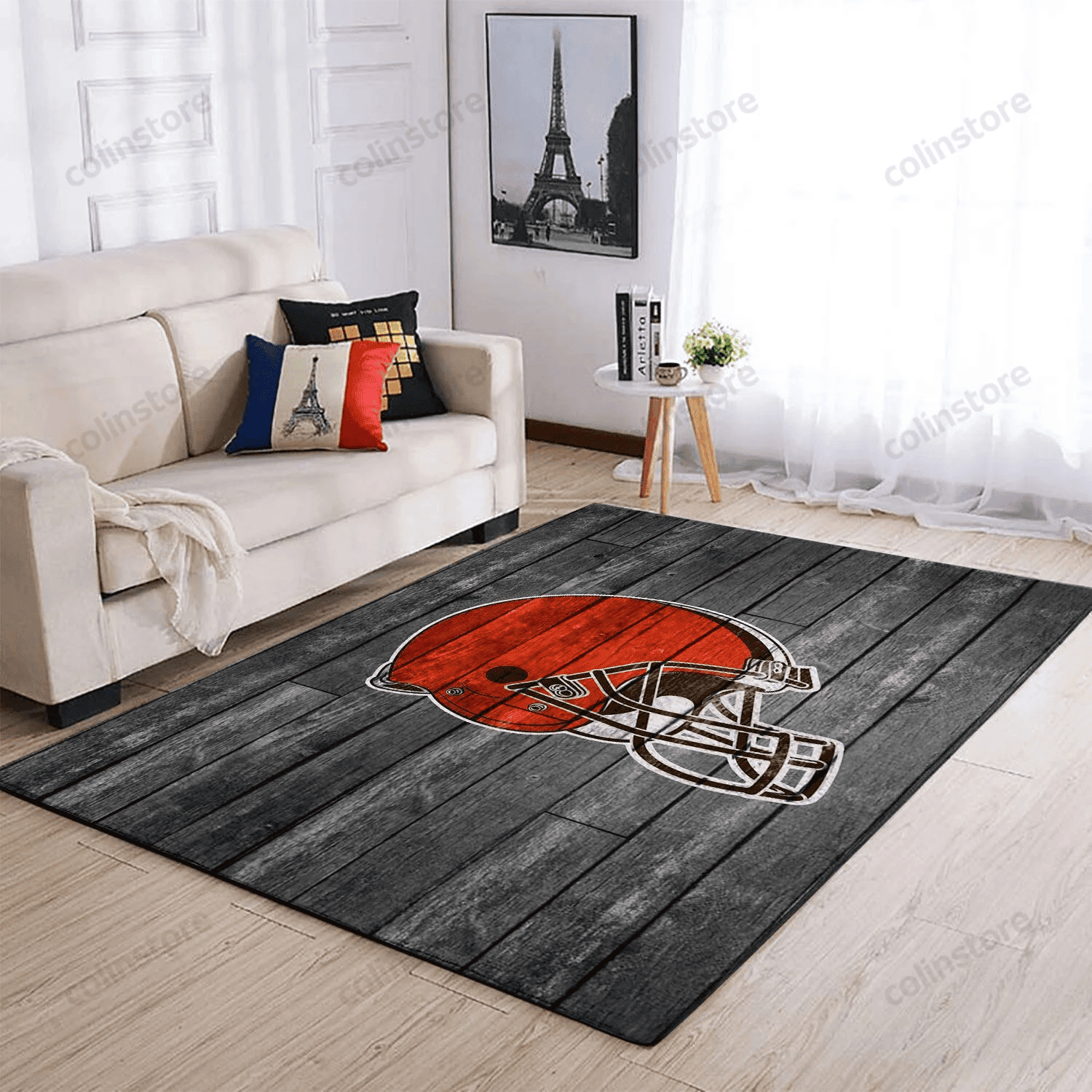 Cleveland Browns Team Logo Rectangle Area Rug – Full Print Carpet For Living Room & Bedroom Home Decor