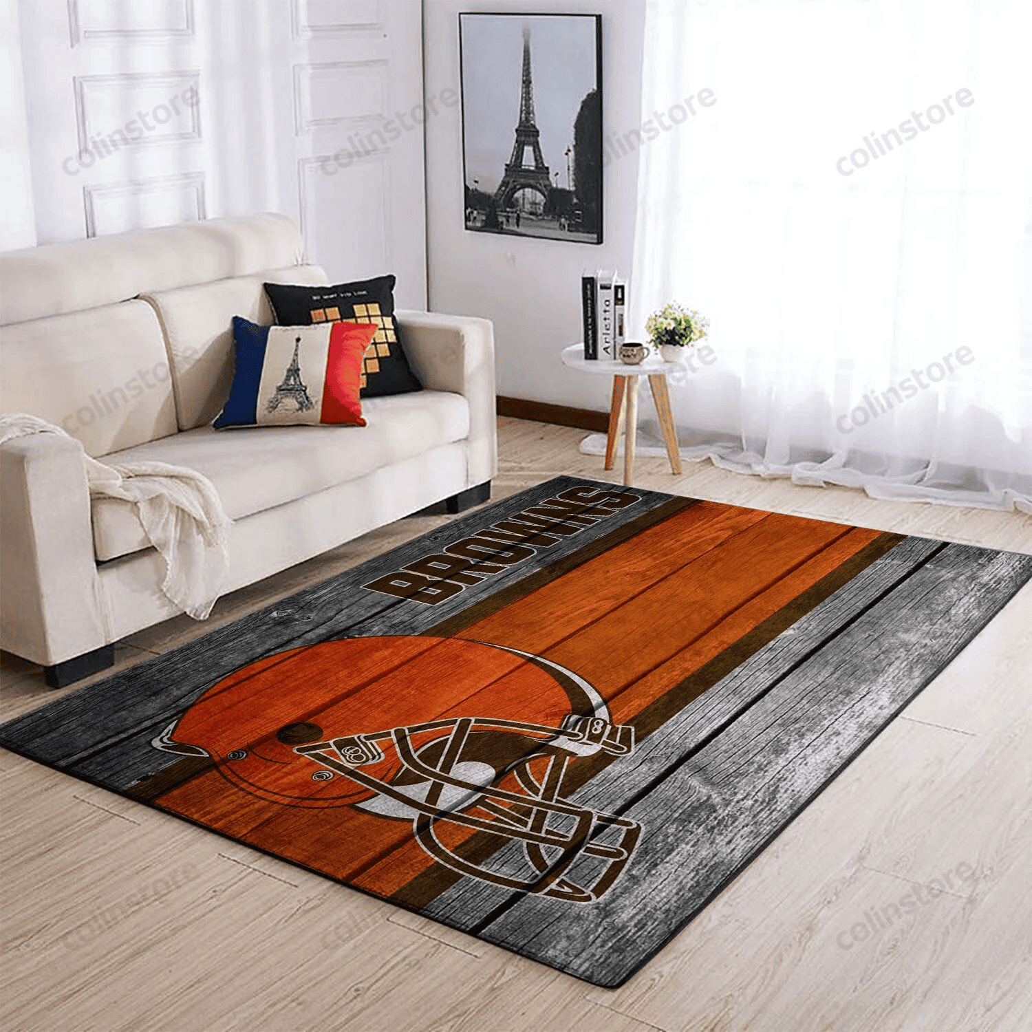 Cleveland Browns Team Logo Rectangle Area Rug – Full Print Carpet For Living Room & Bedroom Home Decor