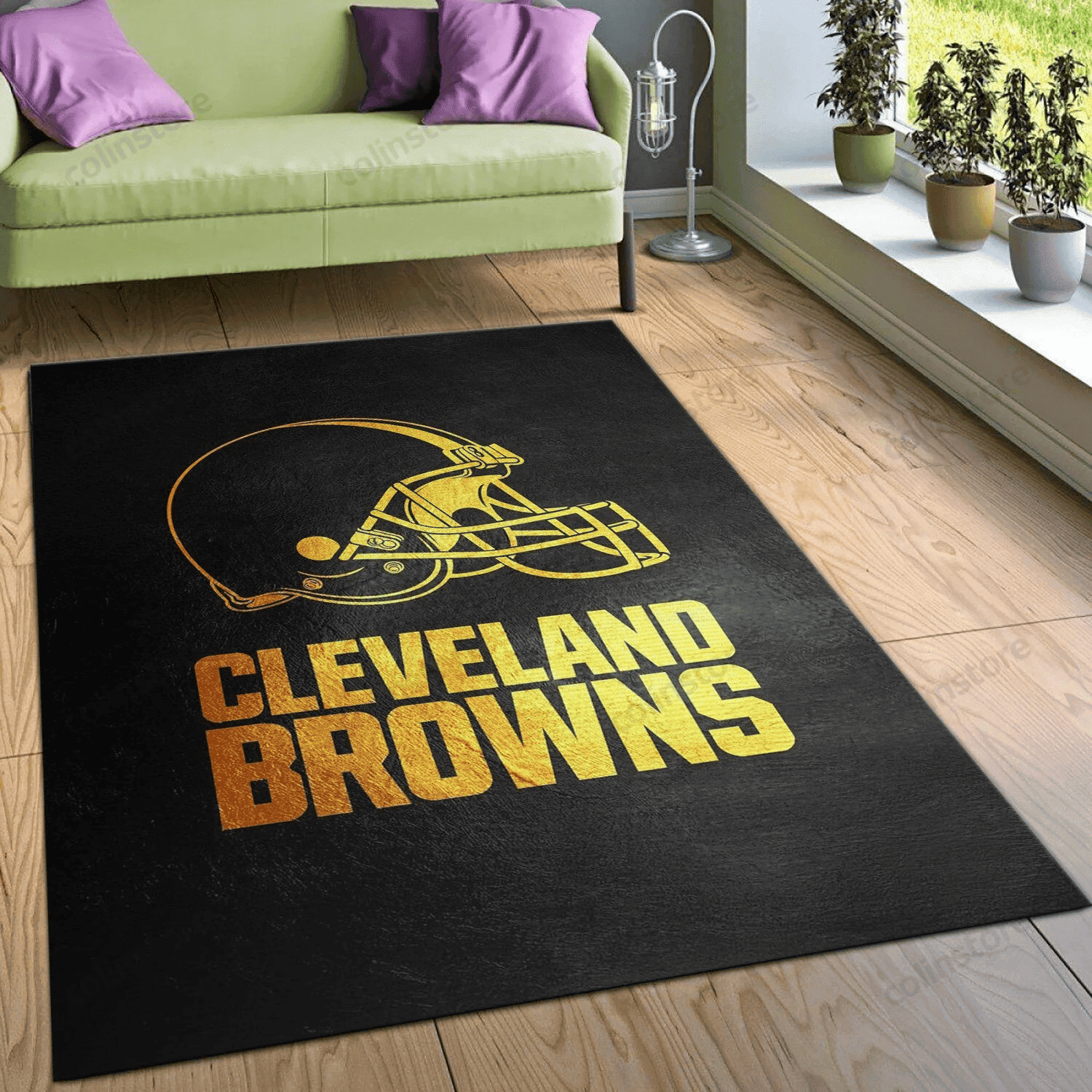 Cleveland Browns Team Logos Rectangle Area Rug – Full Print Carpet For Living Room & Bedroom Home Decor