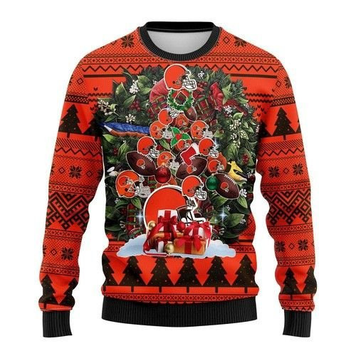Cleveland Browns Tree Christmas For Fans Ugly Christmas Sweater,