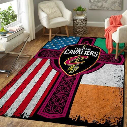 Cleveland Cavaliers Basketball Irish St Patricks Day Flag Cross 3D Rectangle Area Rug – Full Print Carpet For Living Room & Bedroom Home Decor