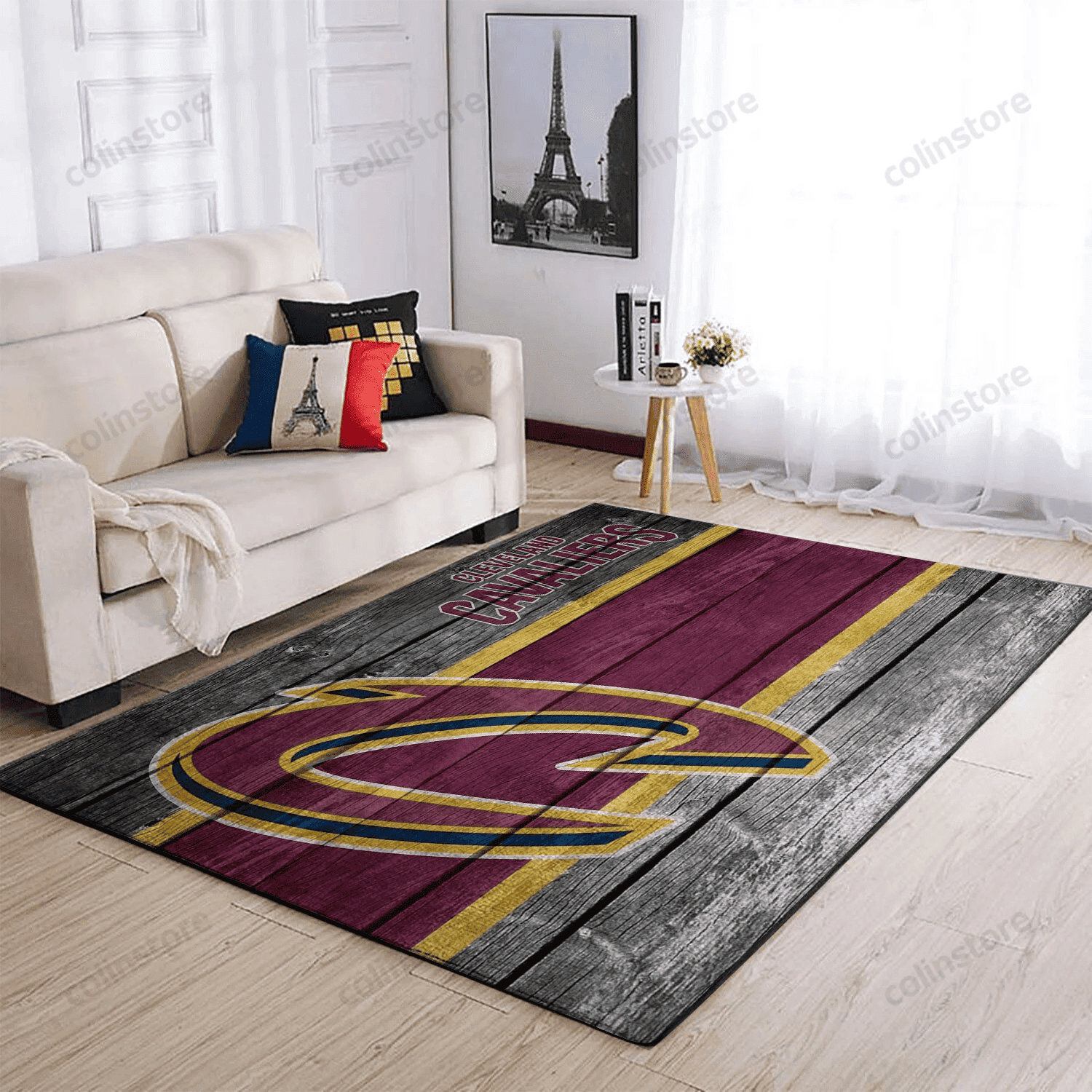 Cleveland Cavaliers Team Logo Wooden Rectangle Area Rug – Full Print Carpet For Living Room & Bedroom Home Decor