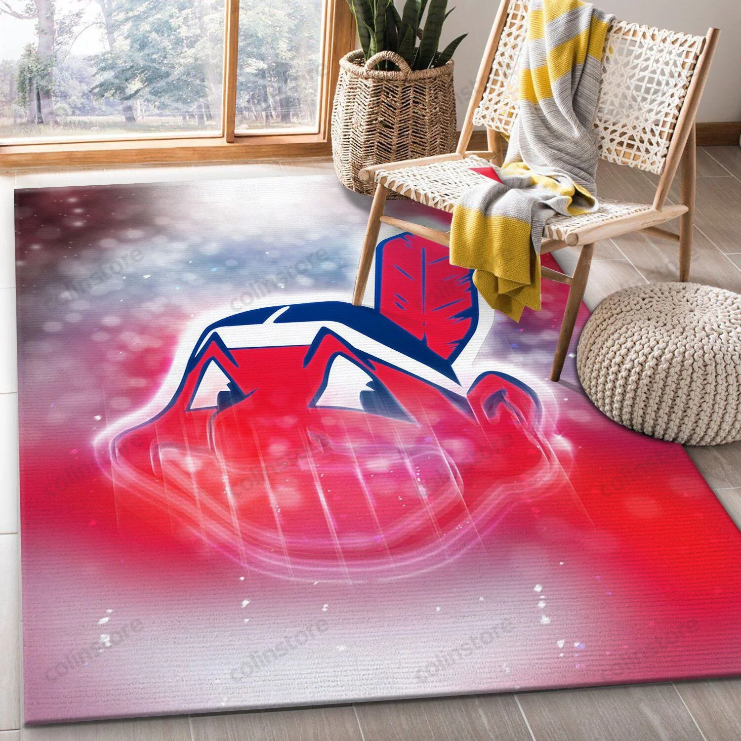 Cleveland Indians Rectangle Area Rug – Full Print Carpet For Living Room & Bedroom Home Decor