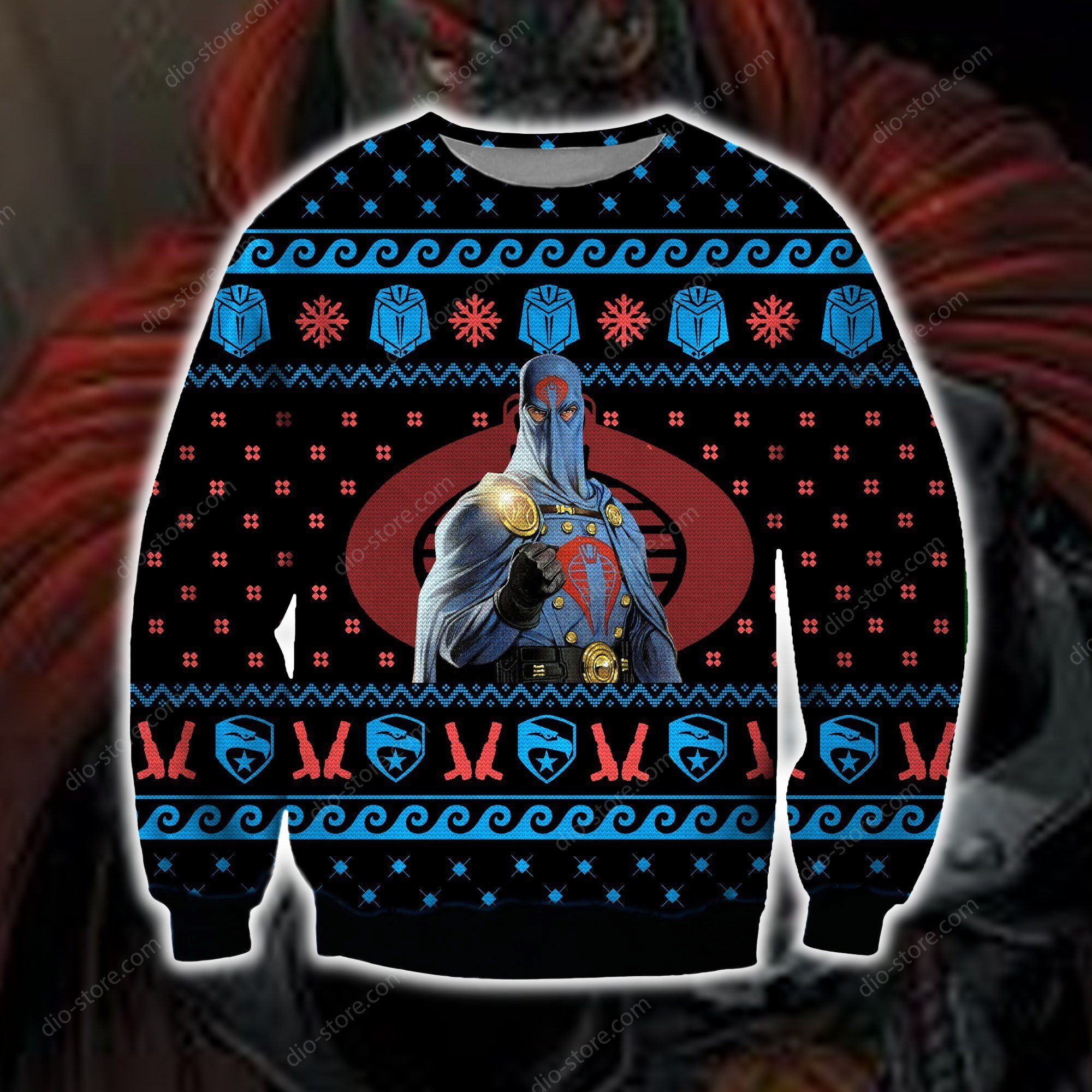 Cobra Commander Knitting Pattern 3D Print Ugly Christmas Sweater