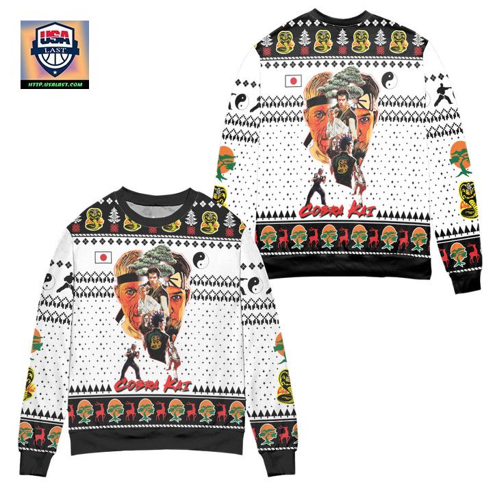 Cobra Kai Christmas Snowflake Pattern Ugly Christmas Sweater White