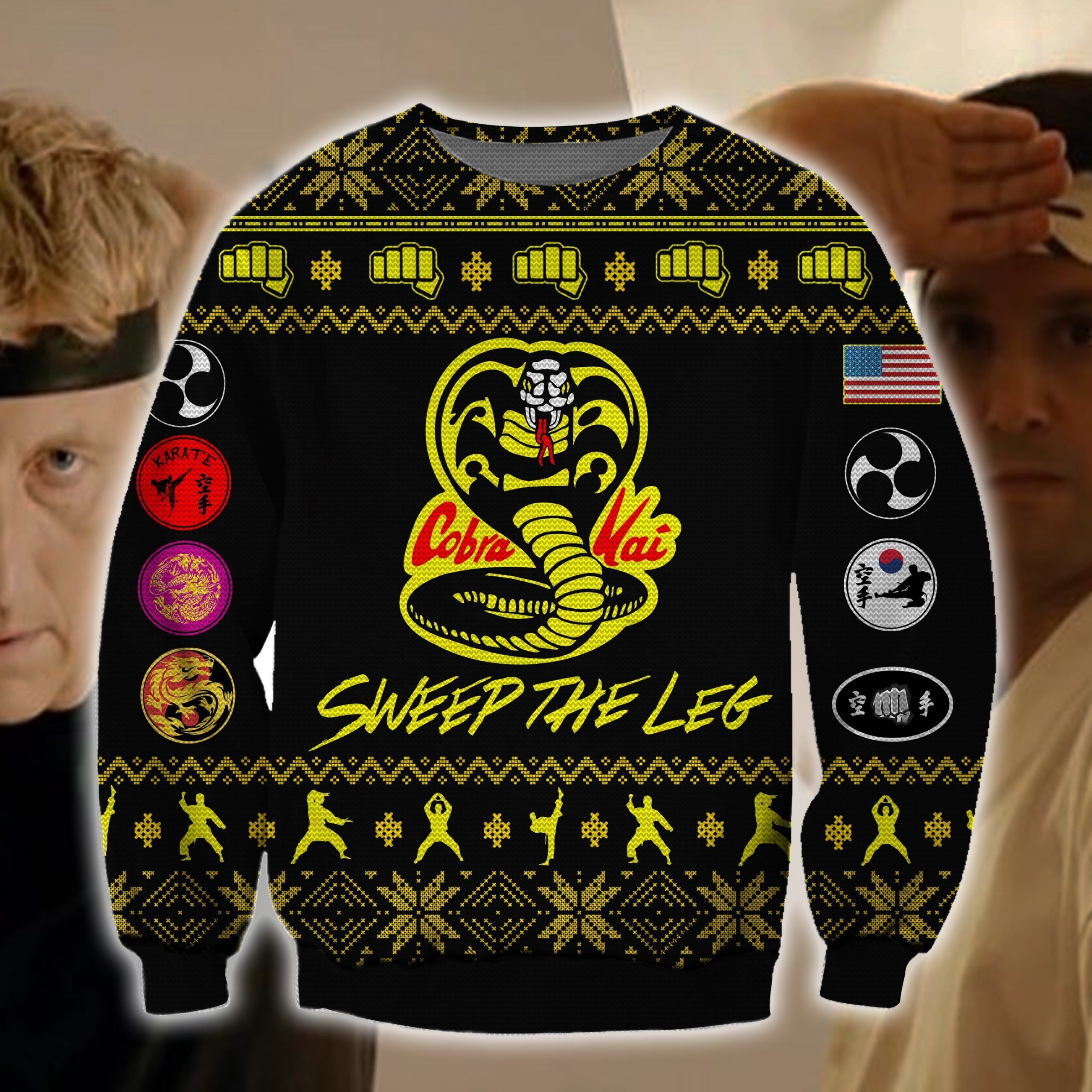 Cobra Kai Knitting Pattern 3D Print Ugly Christmas Sweater