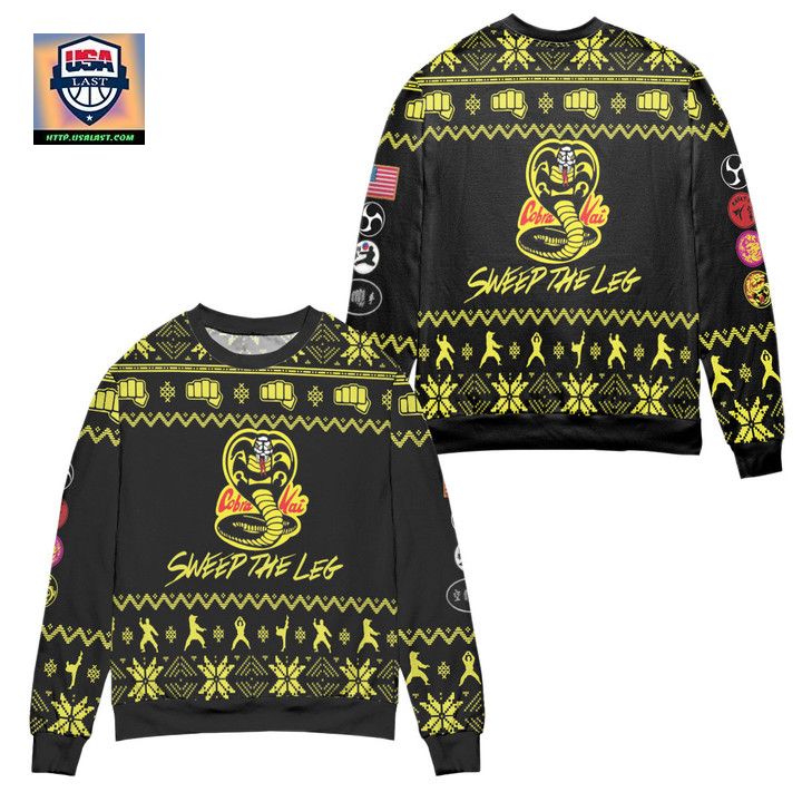 Cobra Kai Sweep The Leg Christmas Pattern Ugly Christmas Sweater