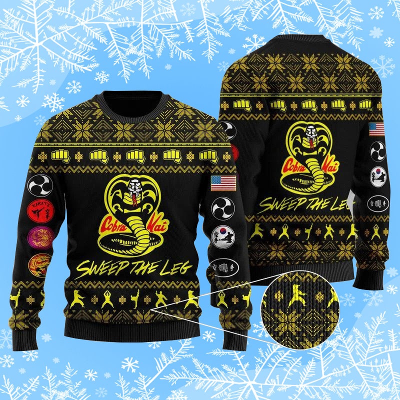 Cobra Kai Sweep The Leg Ugly Christmas Sweater