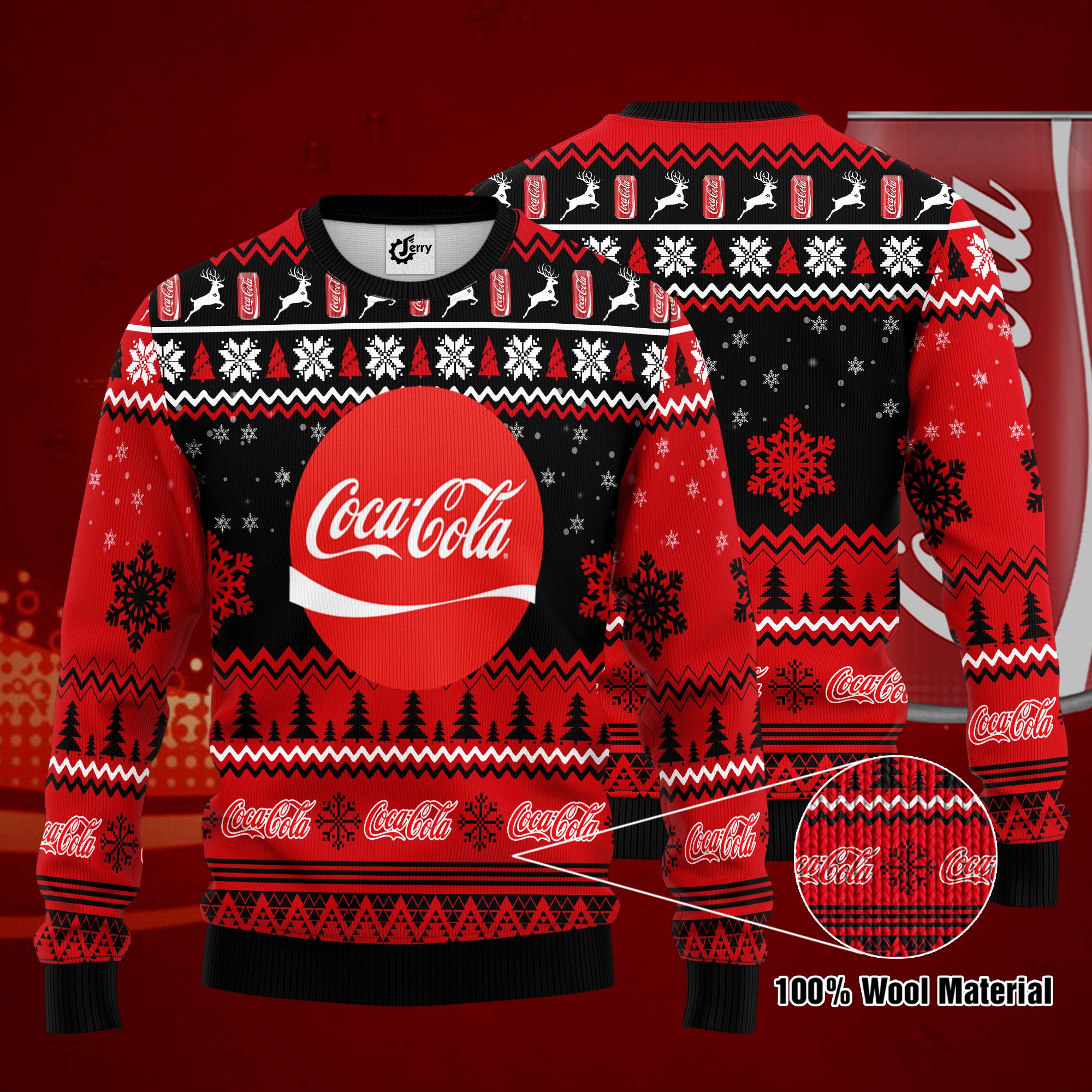 Coca Cola 3D Print Ugly Christmas Sweater, Hoodie, Zip Hoodie, Bomber Jacket