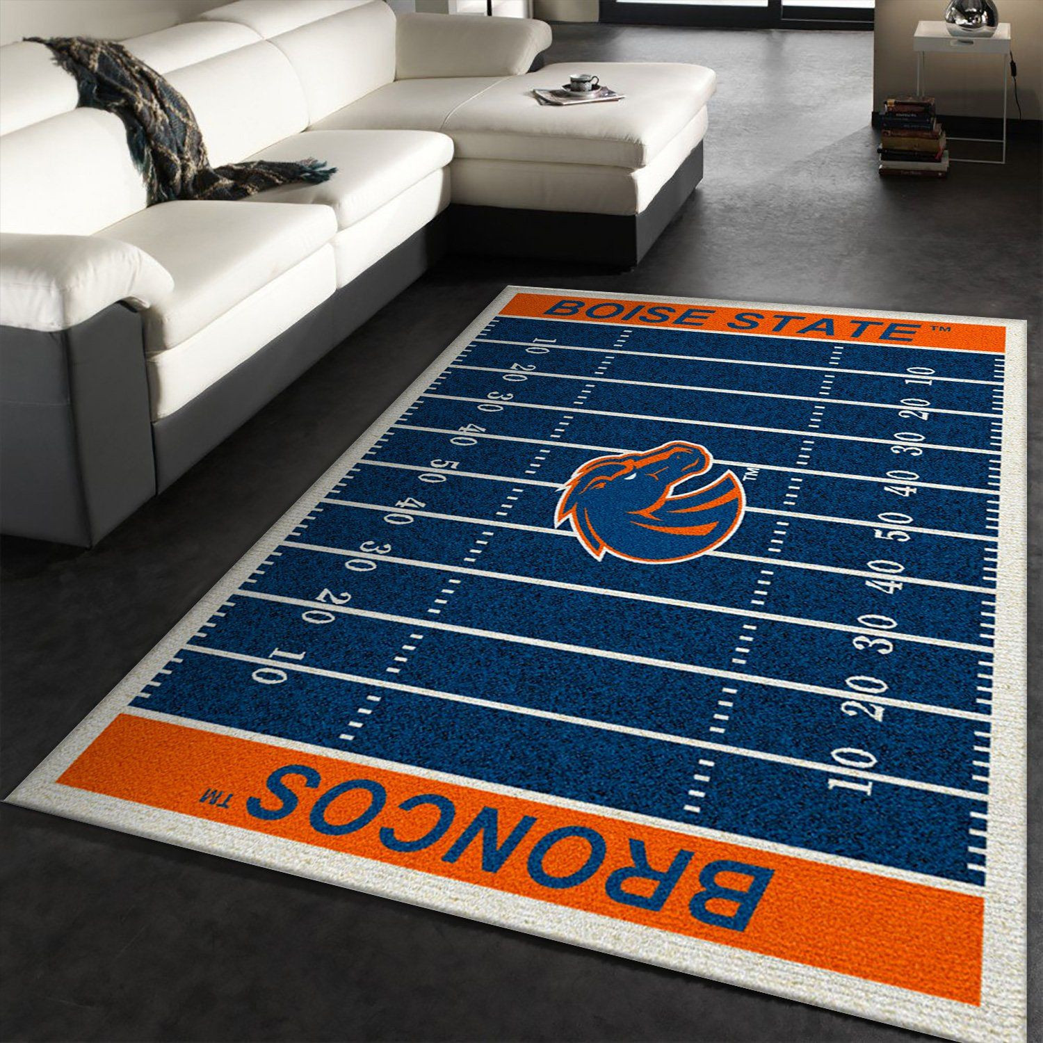 College Boise State Team Logo Rectangle Area Rug – Full Print Carpet For Living Room & Bedroom Home Decor
